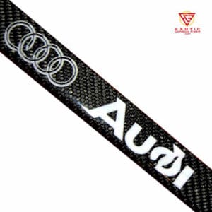 LP013zb_Audi_Curved_White_Text_Silver_Rings_Bottom_Plate_Frame