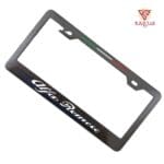 Alfa Romeo carbon fiber license plate frame.