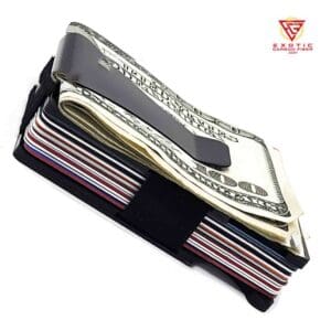 Slim wallet with cash and cards.