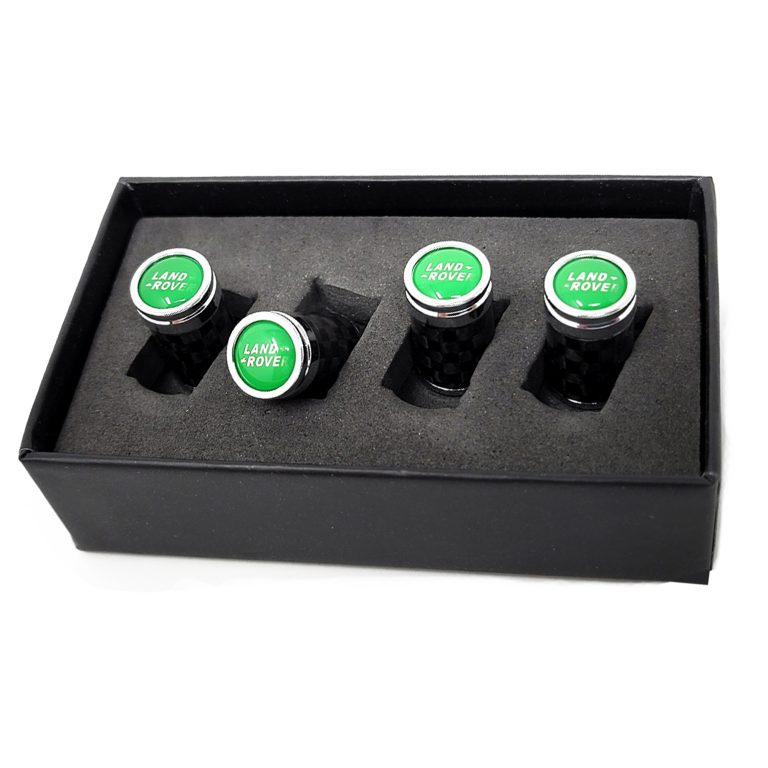 Land Rover Valve Caps Green Background Exotic Carbon Fiber