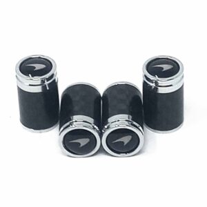 McLaren Valve Caps Silver Logo Only Exotic Carbon Fiber