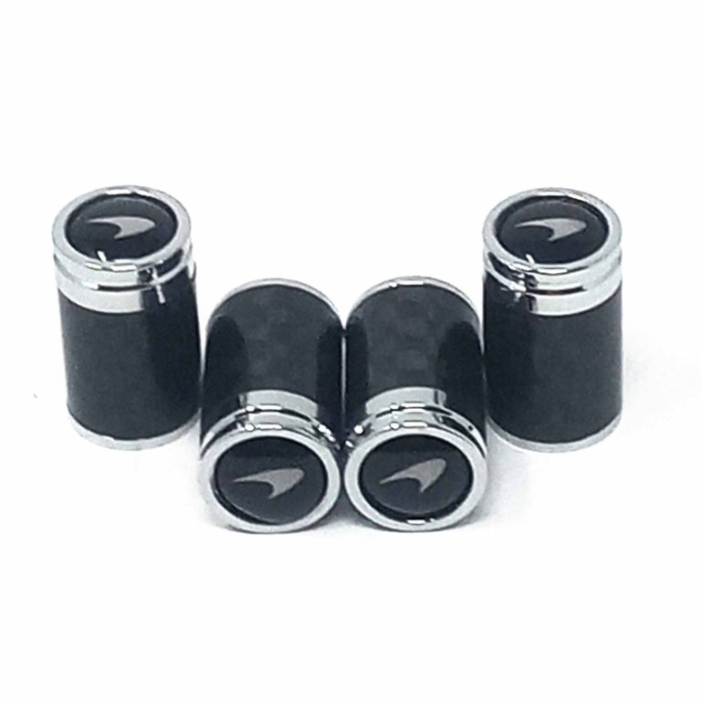 McLaren Valve Caps Silver Logo Only Exotic Carbon Fiber