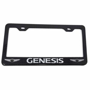 Genesis White Text and Logo's Carbon Fiber License Frame Exotic Carbon Fiber