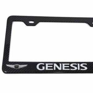 Genesis White Text and Logo's Carbon Fiber License Frame Exotic Carbon Fiber