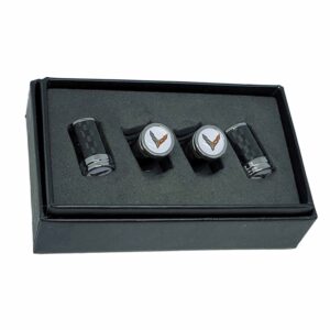 Corvette C8 Flags Tire Valve Caps Exotic Carbon Fiber