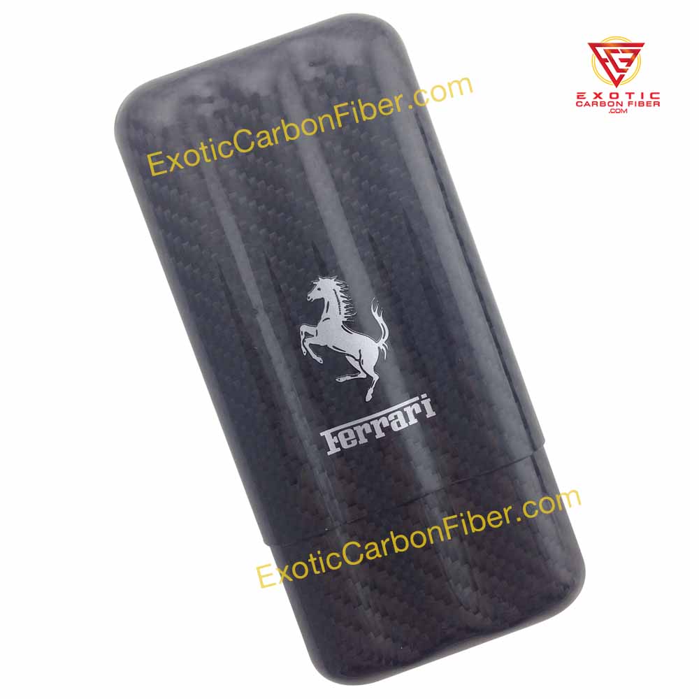 Ferrari Cavallino 3 Cigar Holder Silver Horse - Exotic Carbon Fiber