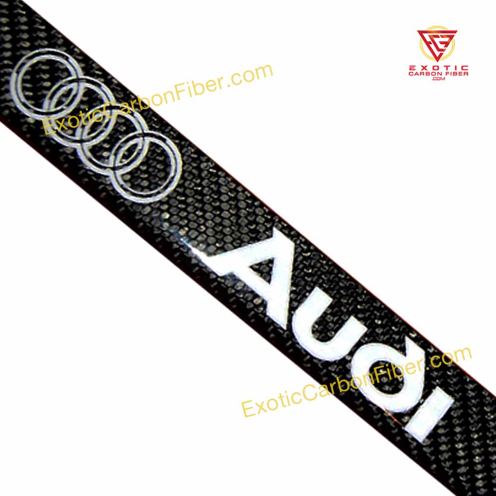 Audi License Frame Curved White Text and Rings