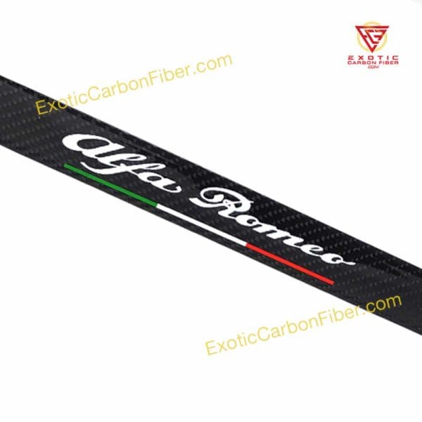 Alfa Romeo License Frame White Text Italy Stripe Bottom