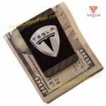 Tesla Shield Money Clip Silver Logo