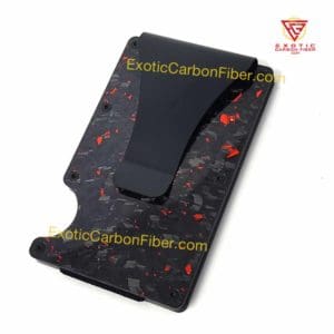 Red Speckled Forged Carbon Fiber Credit Card Money Clip