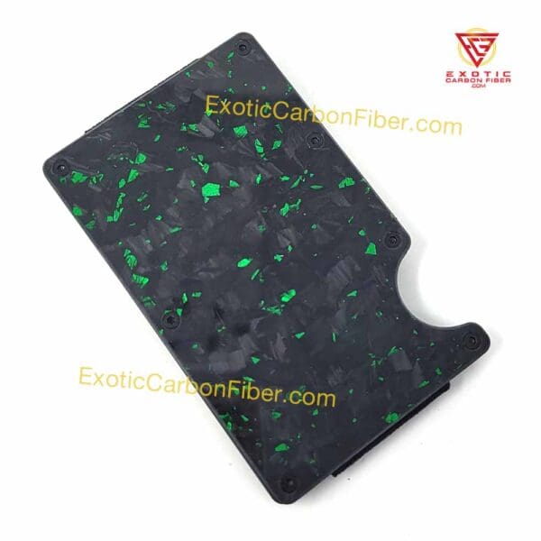 Green Speckled Forged Carbon Fiber Credit Card Money Clip