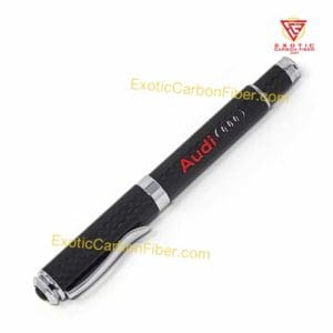 Audi Carbon Fiber Pen Red Text Silver Rings