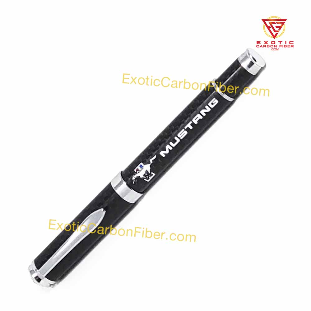 Mustang Carbon Fiber Pen White Text Color Logo