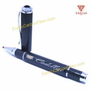 Cadillac Carbon Fiber Pen Silver Text Color Logo