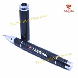Nissan Carbon Fiber Pen White Text Color Logo