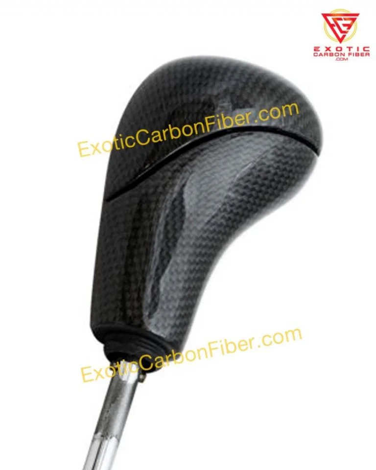 Exotic carbon shifter knob on plain white background