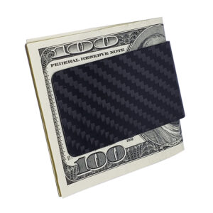 Tesla Silver Outline Logo Money Clip Exotic Carbon Fiber