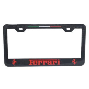 Ferrari License Frame Red Cavallinos Italy Stripe Exotic Carbon Fiber