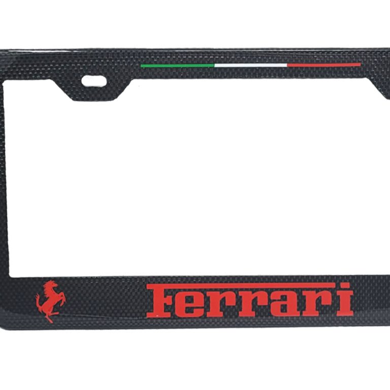 Ferrari License Frame Red Cavallinos Italy Stripe Exotic Carbon Fiber