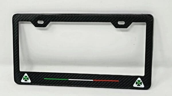 LP207z_Alfa_Quadrifoglio_Red_Script_Italy_Stripe_Plate_Frame