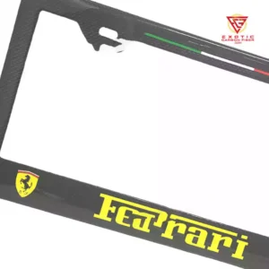 LP209zb_Ferrari_Yellow_Text_Scuderias_Italy_Stripe_Plate_Frame