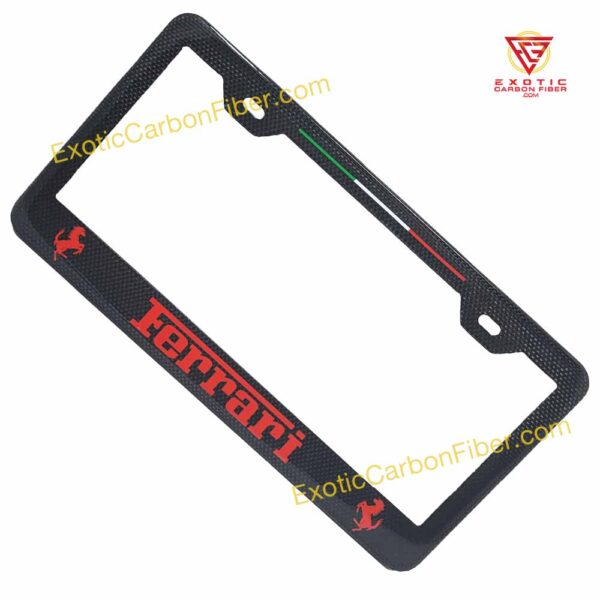 Ferrari License Frame Red Cavallinos Italy Stripe