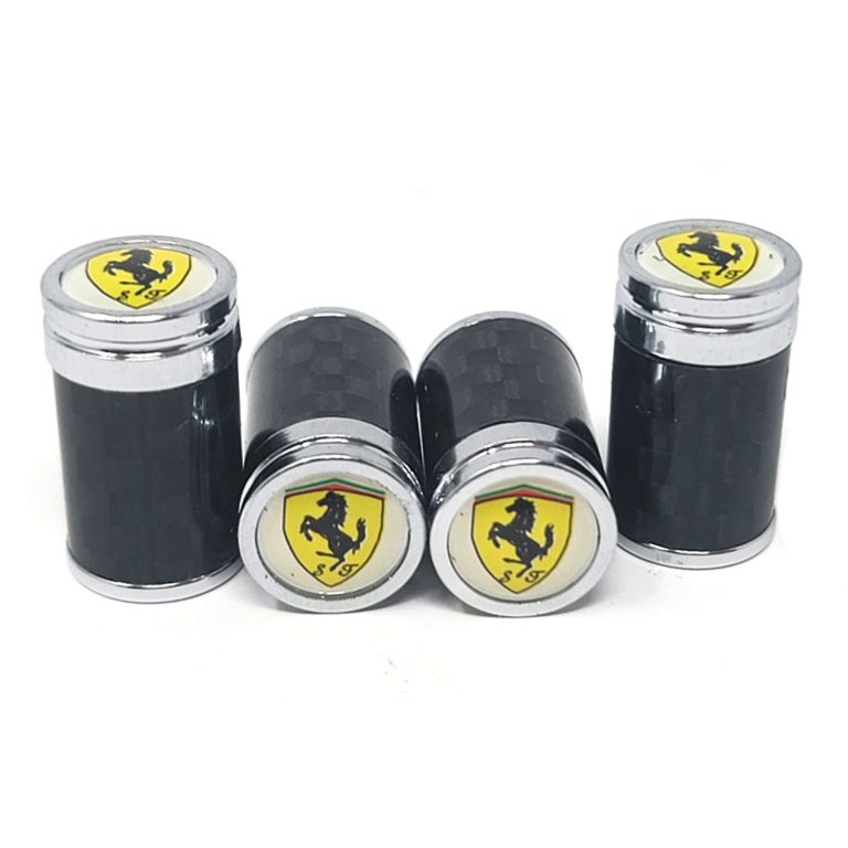 Ferrari Scuderia Valve Caps White Exotic Carbon Fiber