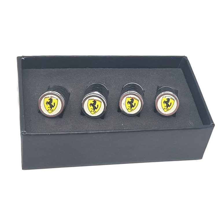Ferrari Scuderia Valve Caps White Exotic Carbon Fiber