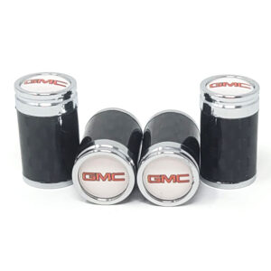 GMC Valve Caps Red on White Exotic Carbon Fiber