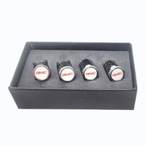 GMC Valve Caps Red on White Exotic Carbon Fiber