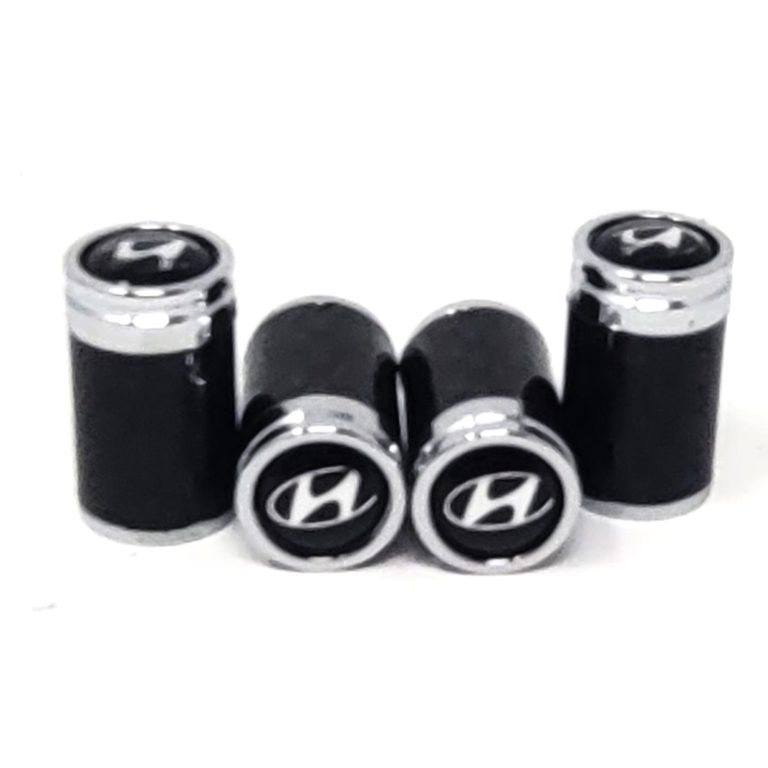 Hyundai Silver Tire Valve Caps Exotic Carbon Fiber