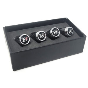 Hyundai Silver Tire Valve Caps Exotic Carbon Fiber