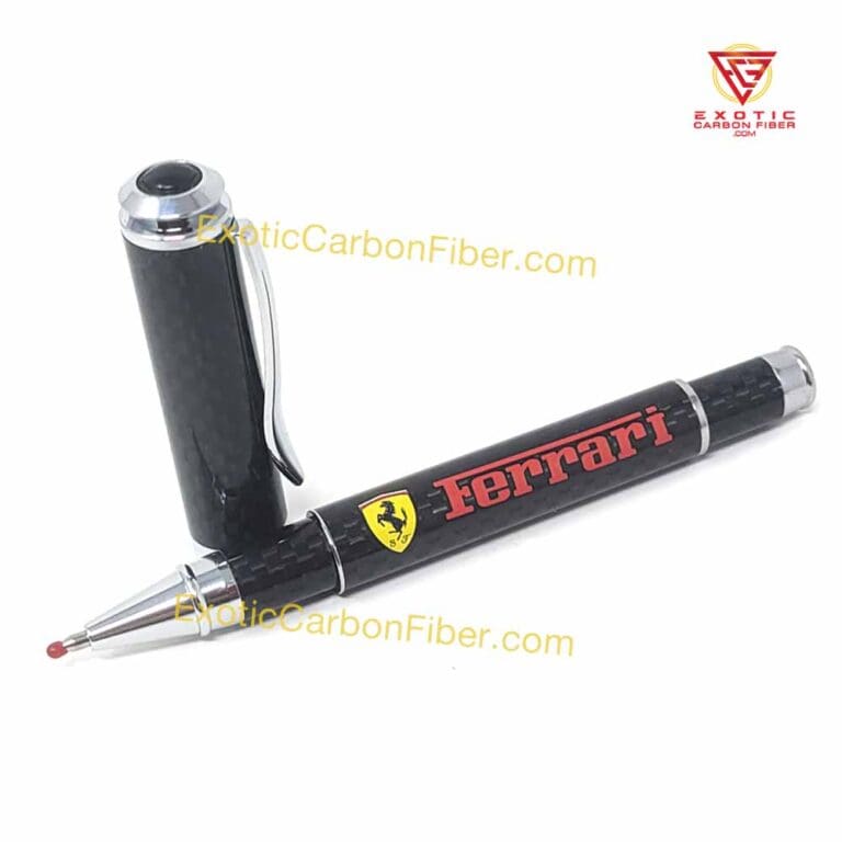 Ferrari Red Text Carbon Fiber Pen Scuderia Logo