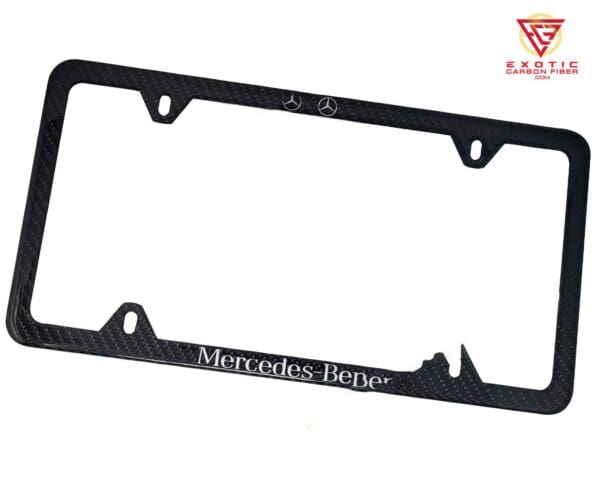 LP147_Mercedes_Benz_4_Hole_Thin_Silver_Text_Logo_Top_Plate_Frame