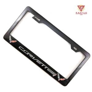 LP024z_Corvette_C7_Silver_Text_Double_Logo_Plate_Frame