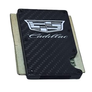 Cadillac Black & White Logo Carbon Fiber Credit Card Money Clip Exotic Carbon Fiber