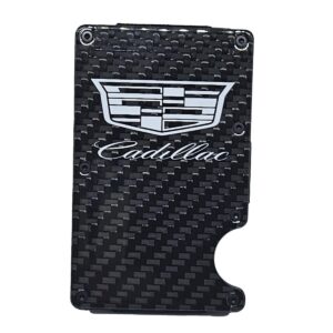 Cadillac Black & White Logo Carbon Fiber Credit Card Money Clip Exotic Carbon Fiber