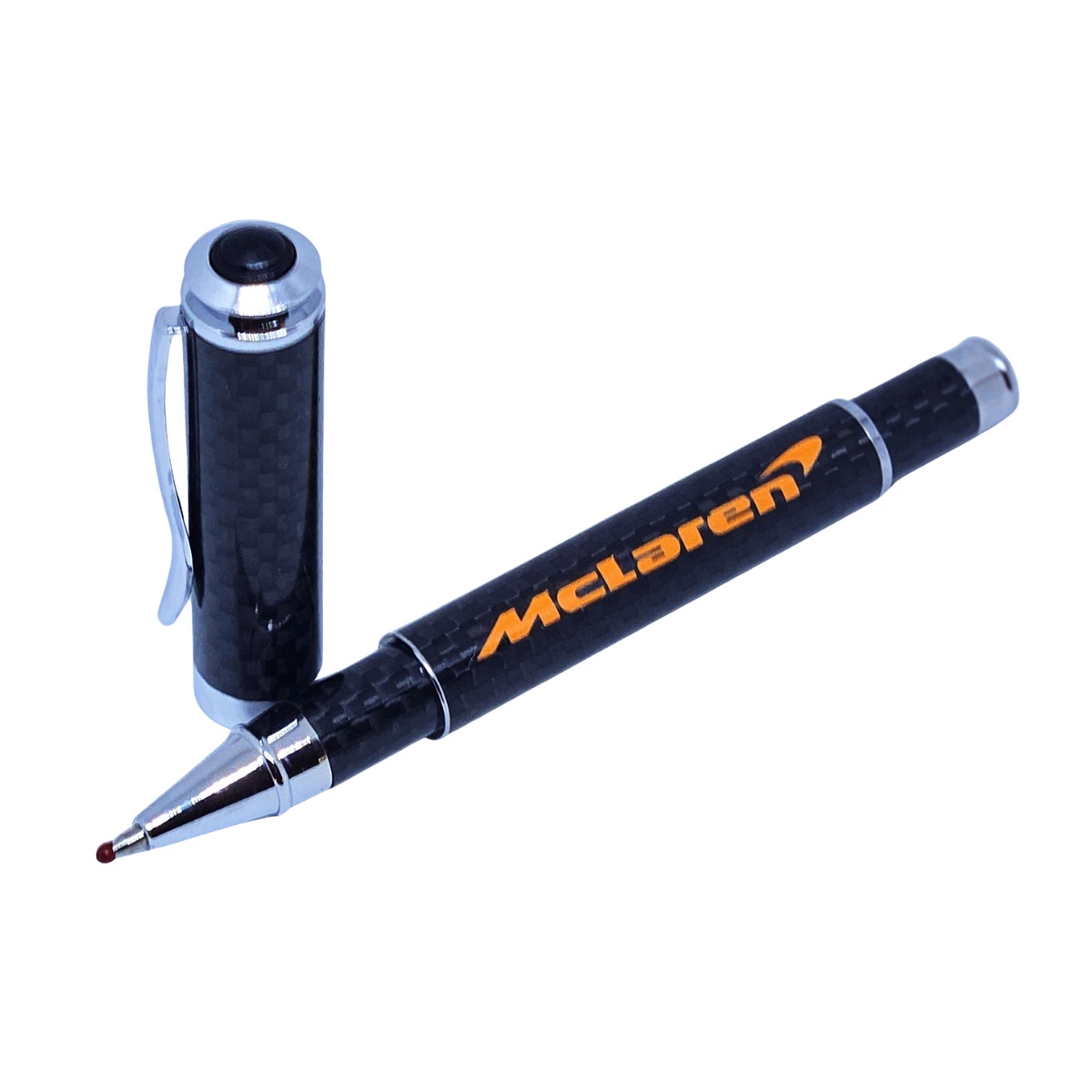 McLaren Volcano Orange Text Real Carbon Fiber Ballpoint Pen