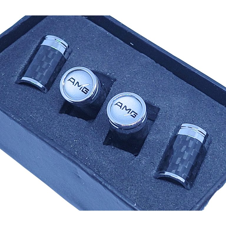 AMG Valve Caps White Background Exotic Carbon Fiber