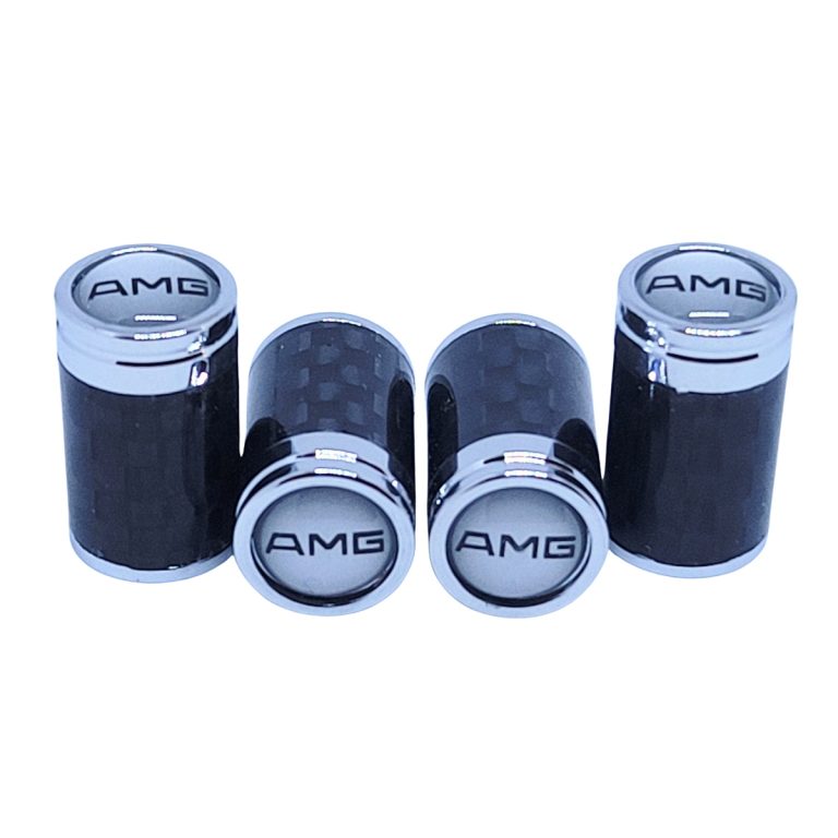 AMG Valve Caps White Background Exotic Carbon Fiber