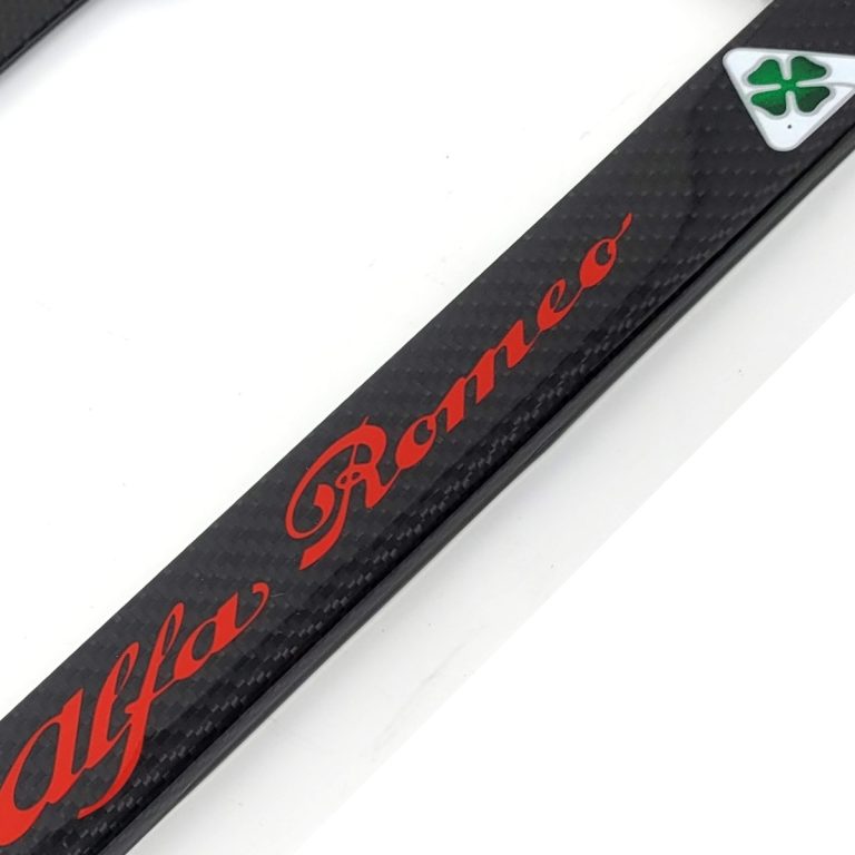 Alfa Romeo Frame Quadrifoglios and Red Text Exotic Carbon Fiber
