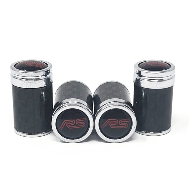 Audi RS Valve Caps Red Text Exotic Carbon Fiber