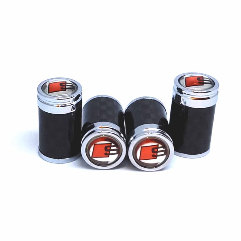 Audi Sport Valve Caps Silver Background Exotic Carbon Fiber
