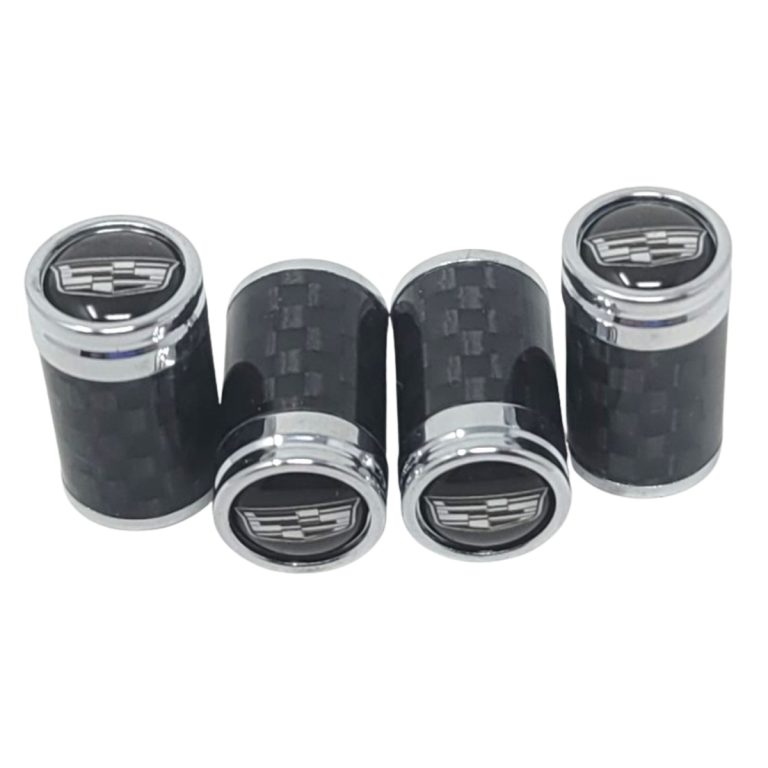 Cadillac Black and White Logo Carbon Fiber Tire Caps