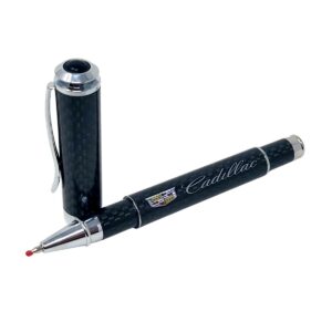 Cadillac Silver Text with Colored Logo Carbon Fiber Pen Exotic Carbon Fiber