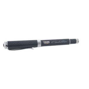 Cadillac Silver Text with Colored Logo Carbon Fiber Pen Exotic Carbon Fiber