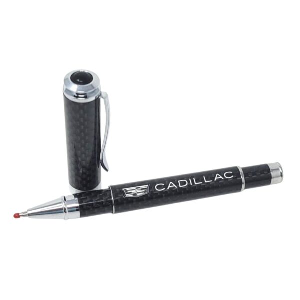 Cadillac Text with Black / White Logo Carbon Fiber Pen - Exotic