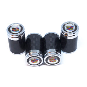 Cadillac Tire Valve Caps Color Logo Exotic Carbon FIber