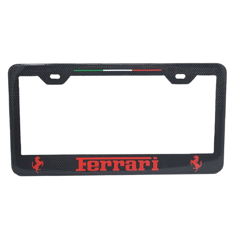 Ferrari License Frame Red Cavallinos Exotic Carbon Fiber