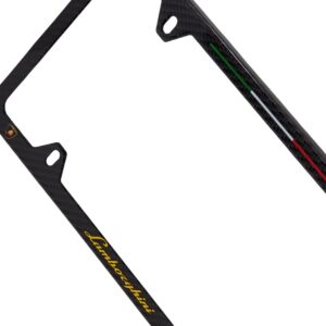 Lamborghini 4H Frame Gold Text Shields Italy Stripe Exotic Carbon Fiber